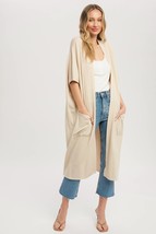 Soft Yarn Oversized 3/4 Sleeve Cardigan Ivory Pockets oversized Size M/L - £30.86 GBP