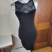 Womans Guess Bodycon Sleeveless Mesh and Knit Black Dress Size Medium - £19.00 GBP