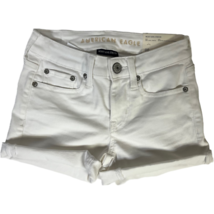 American Eagle Womens Casual Shorts White Cuffed Pockets Stretch Low Ris... - £22.50 GBP