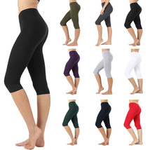 Womens Seamless Soft Cotton Stretch Basic Capri Knee Leggings - £9.58 GBP+