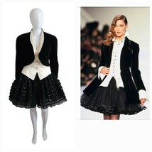 Vintage Escada Silk Halter Vest &amp; Black sequins Evening Skirt Velvet Tux... - $539.55