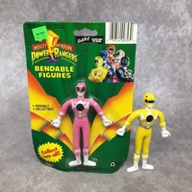 Mighty Morphin Power Rangers Pink Kimberly, Yellow Trini 5&quot; Bendable Figure 1994 - £9.81 GBP