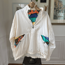Vintage 90s VanGrack Abstract Satin Nylon Pullover Hip Hop Streetwear XL - $54.00