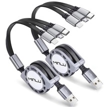 Multi Charging Cable 3A 2Pack 4Ft 3 In 1 Retractable Usb Cable Fast Charger Cord - £18.23 GBP