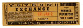 Philadelphia Transportation Company EXCHANGE Ticket Market Frankford - $17.82