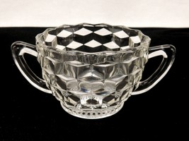 Vintage Jeannette Glass Open Sugar Bowl, 3D Cubes, Starburst, Pointed Scallops - £11.52 GBP