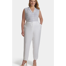 Calvin Klein Linen Tapered Ankle Dress Pants | Women Plus 18W, White NEW... - $46.75