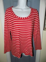 Boden Red/White Striped Long Sleeve Scoop Neck Shirt Size 12 Women&#39;s EUC - £15.51 GBP