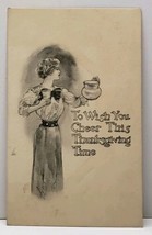 Thanksgiving A/S M. Farini Edwardian Lady 1914 Shelton Nebraska Postcard F15 - £11.95 GBP