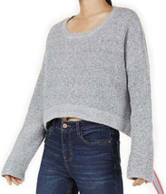CRAVE FAME Juniors Ribbon Tie Cropped Sweater, Large, Grey Combo - $25.97