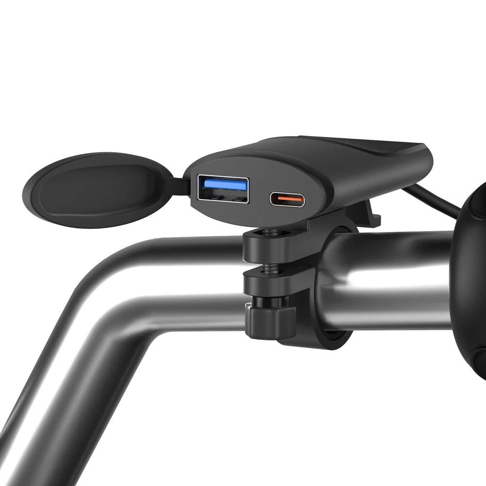 Motorcycle Type C USB Charger QC3.0 Handlebar Fast Charging Adapter Quick Char - £15.01 GBP