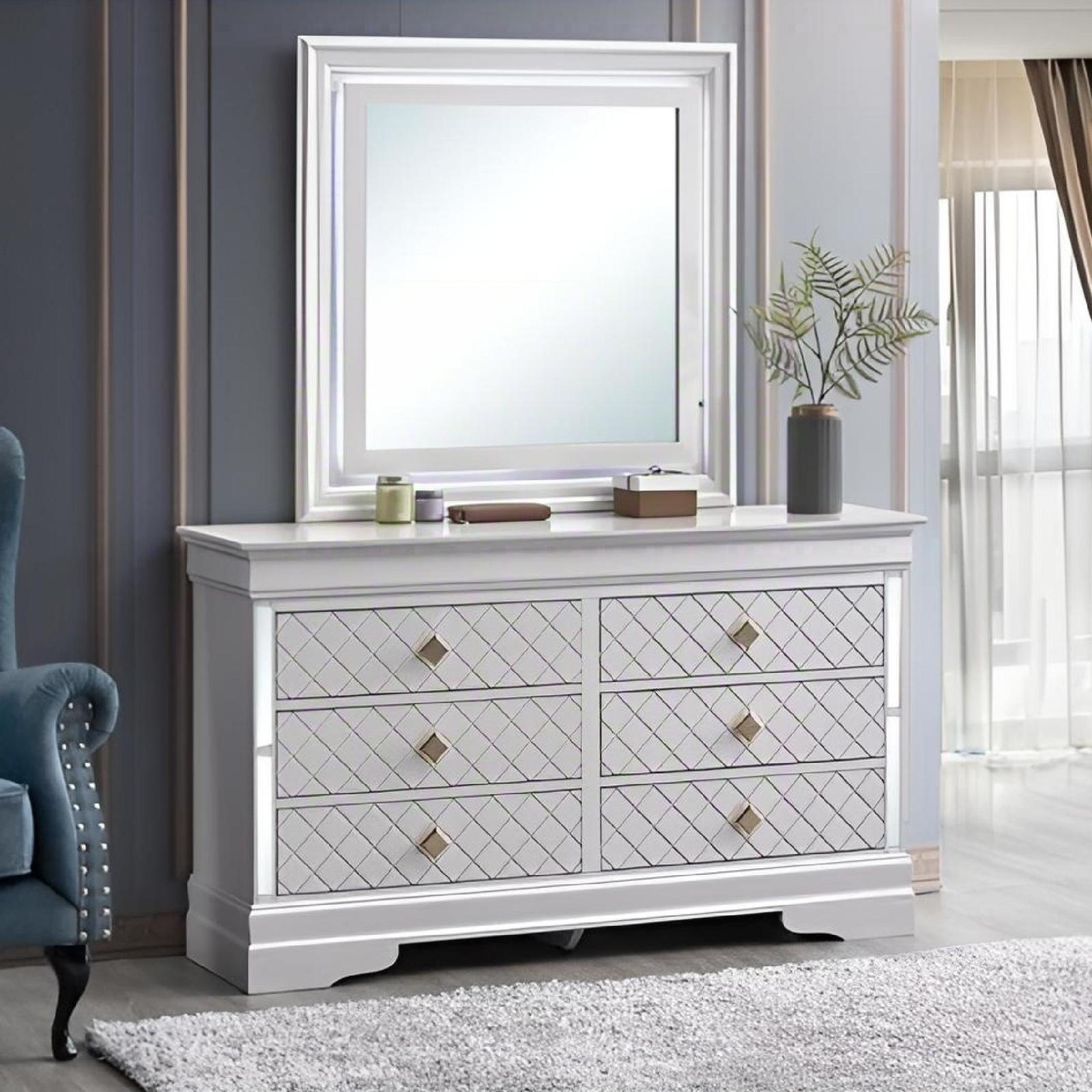 Verona G6735-D Pearl White Dresser w/ Gold Crystal Accents Item image 2