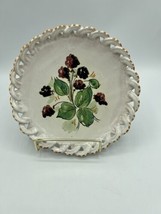 Reticulated Woven Edge Hand Painted Plate of Berries 7&quot; K.B.N.Y.  Made i... - £16.14 GBP
