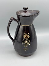 Vtg Redware Coffee Pot Black Ceramic Japan Hand Painted - $324.69 MXN