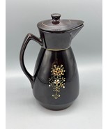 Vtg Redware Coffee Pot Black Ceramic Japan Hand Painted - $17.32