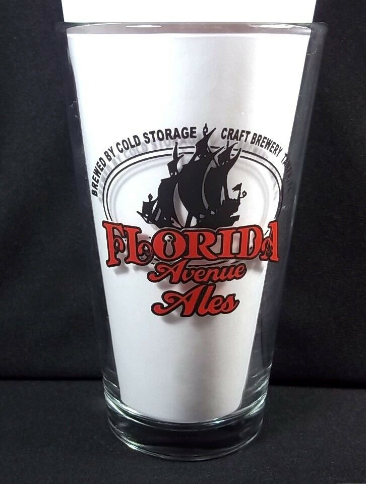 Primary image for Florida Avenue Ales pint glass red & black on clear Schooner logo