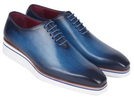 Paul Parkman Mens Shoes Oxfords Blue Wholecut Leather Upper Handmade 191-BLU - £265.05 GBP