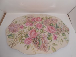 Vintage Keller Charles Melamine Tray White Red Floral Roses 17&quot;x 13&quot; - £14.74 GBP