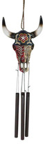 Rustic Western Star Colorful Texas Flag Floral Pattern Bull Cow Skull Wind Chime - £39.81 GBP