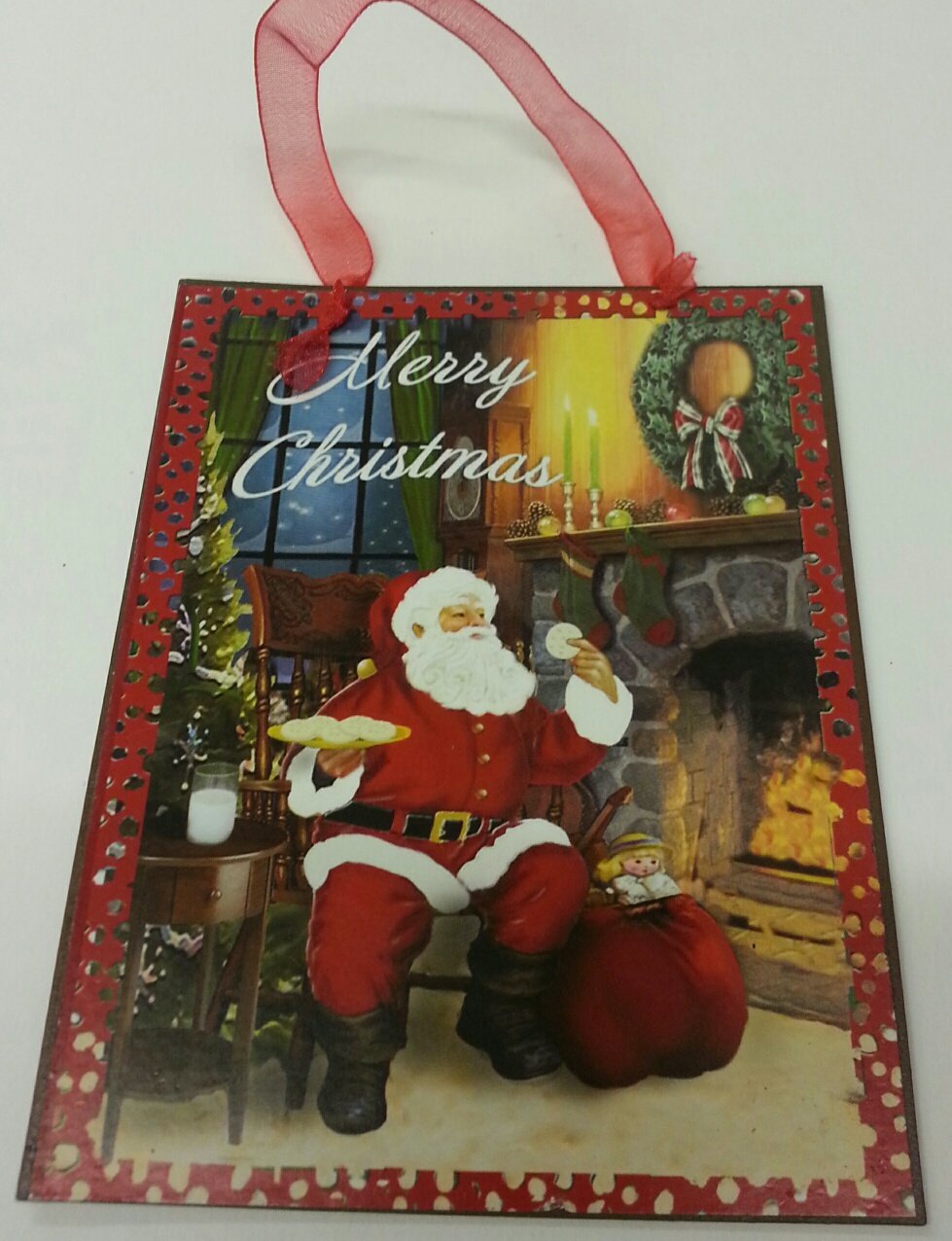 Giftcraft Rustic Tin Santa Sign Ornament (Merry Christmas) - $8.77