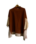SWEET GENERIS Oversized Striped Pullover Knit Sweater, size Large, Terra... - £22.03 GBP