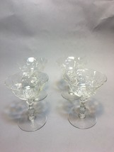 Crystal White wine Glasses VINTAGE 4 pcs Starburst Etched Regency Mid Ce... - $41.57