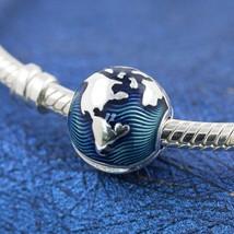 2021 Summer Release 925 Sterling Silver Blue Globe Clip Charm With Enamel  - £14.27 GBP