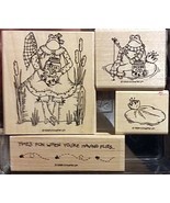 Stampin Up 1998 Frogs and Flies Wood Mounted Stamp Set Unused Retired - £21.35 GBP