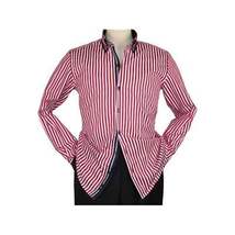 Men Makrom Shirt Cotton Blend wrinkle less Double collar Stripe 6493 red white image 7