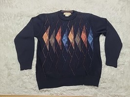 Norm Thompson M Sweater Geometric Triangles Men’s Wool Blend Multicolore... - £15.10 GBP