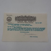 Vintage Grand Lodge Massachusetts Odd Fellowes Ioof Correspondance Lettera 1937 - £31.28 GBP