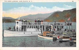 Steamer Doris Landing Small Launch Boats Lake Placid New York 1920s postcard - £5.92 GBP