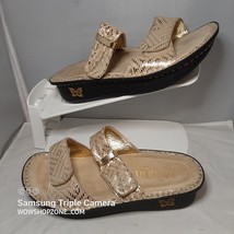 Alegria Karmen Gold Dazzler Leather Slide Sandals Size EU 35 US 5 Ergonomic Hot - £59.85 GBP