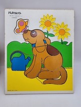 1980s Playskool Wooden Puzzle, “Garden” Dog Butterfly Yellow Flowers #186-09 - £5.97 GBP