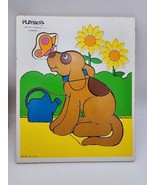 1980s Playskool Wooden Puzzle, “Garden” Dog Butterfly Yellow Flowers #18... - $10.92 CAD
