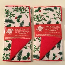 Winter kitchen floral holly set 2 pc dish drying mat Christmas House 12x... - $16.59