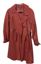 JONES NEW YORK-Pink Trench Coat Double Breast Buttons Belt Pockets Lined... - $23.01
