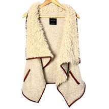Love Tree Open Shearling Draped Vest Womens Faux Fur Sherpa Lined Leather Trim S - £21.09 GBP