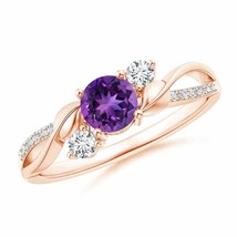 ANGARA Amethyst and Diamond Twisted Vine Ring for Women, Girls in 14K Solid Gold - £1,005.20 GBP