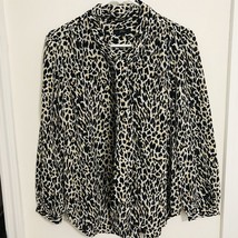J. Crew Womens Size XS Silk Button Up Shirt Blouse Tie Neck Leopard Animal Print - £14.02 GBP