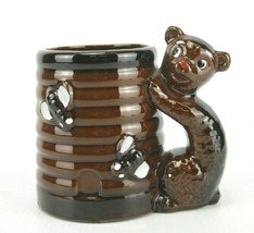 Vintage Japan Bear &amp; Bee Hive 4&quot; Tall Bee Cup Bear Handle Ceramic Mug - £14.67 GBP