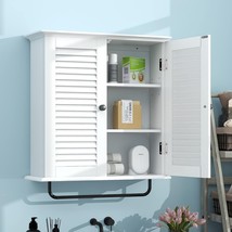 Bathroom Storage Cabinet w/ Double Shutter Doors 3 Tier 2 Adjustable She... - £101.98 GBP