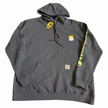 Carhartt Men’s Mid Weight Hoodie Sweatshirt Sz M Loose Fit Grey Logo Sle... - $39.55