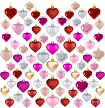 72 Pack Valentine Day Heart Shaped Ornaments Romantic Various Styles Heart Hangi - £17.63 GBP