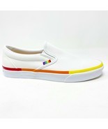 Vans Classic Slip On (Rainbow Foxing) True White LGBTQ Pride Womens Casual Shoes - $57.95