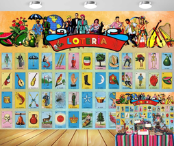 Loteria Mexican Bingo Party Decorations Backdrop Mexican Bingo Game Back... - $37.31