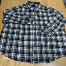 Saddlebred Shirt Men’s Sz 4X Big-Tall Green Plaid Flannel Button Up Regu... - $268.60 MXN
