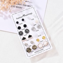 New 12 Pairs Set Fashionable Cute Pop Temperament Sunflower Butterfly Leaf Earri - £6.71 GBP