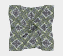 25 Inch Square Scarf Head Wrap or Tie | | Green Blue | On The Lake Design | Silk - £31.97 GBP