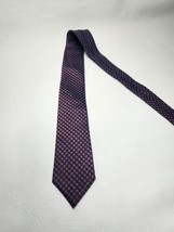 Calvin Klein Necktie Burgundy Slate Blue Striped Men&#39;s Tie 3&quot; Skinny  - $12.95 CAD